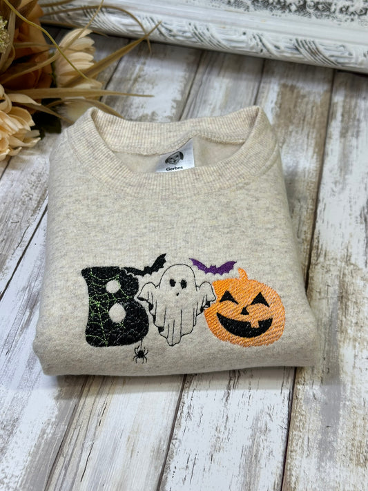 BOO Ghost & Pumpkin Toddler Fleece Crewneck